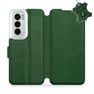 Etui ze skóry naturalnej do OPPO Reno 12 5G - wzór Green Leather