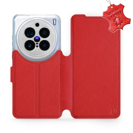Etui ze skóry naturalnej do Vivo X200 Pro 5G - wzór Red Leather