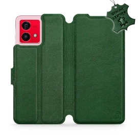 Etui ze skóry naturalnej do Motorola Moto G84 - wzór Green Leather