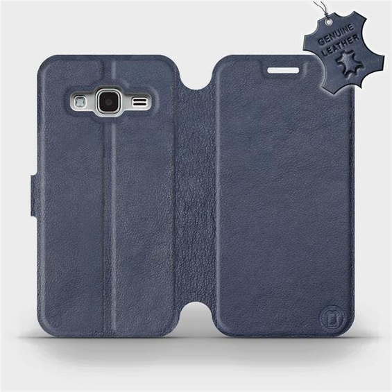 Etui ze skóry naturalnej do Samsung Galaxy J3 2016 - wzór Blue Leather
