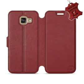Etui ze skóry naturalnej do Samsung Galaxy A3 2016 - wzór Dark Red Leather