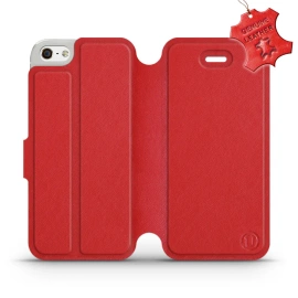 Etui ze skóry naturalnej do Apple iPhone SE - wzór Red Leather