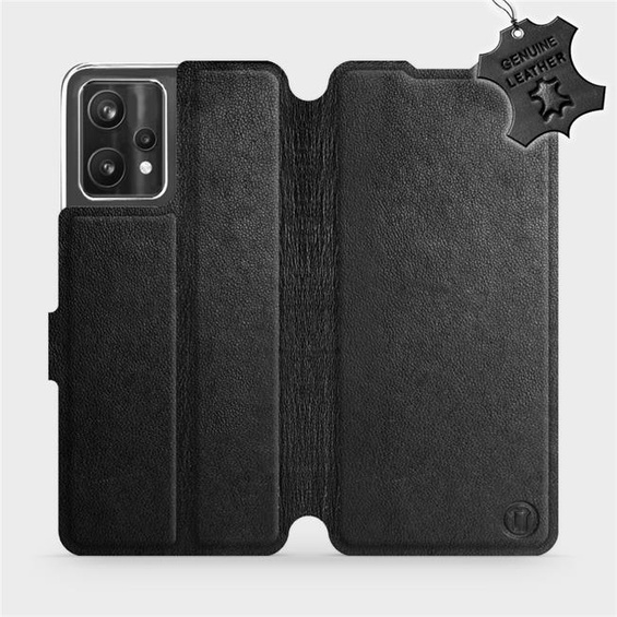 Etui ze skóry naturalnej do Realme 9 5G - wzór Black Leather