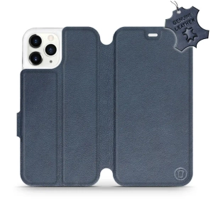 Etui ze skóry naturalnej do Apple iPhone 11 Pro - wzór Blue Leather