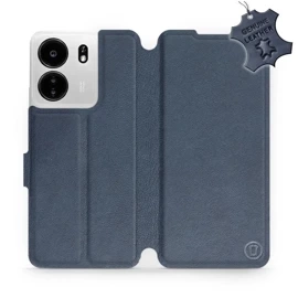 Etui ze skóry naturalnej do Xiaomi POCO C65 - wzór Blue Leather