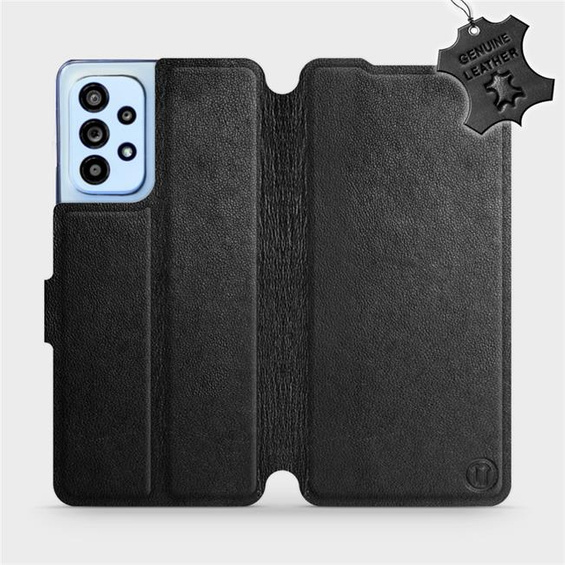 Etui ze skóry naturalnej do Samsung Galaxy A53 5G - wzór Black Leather