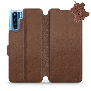 Etui ze skóry naturalnej do OPPO A91 - wzór Brown Leather