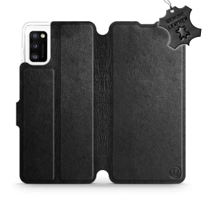 Etui ze skóry naturalnej do Samsung Galaxy A41 - wzór Black Leather