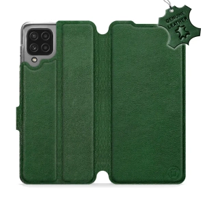 Etui ze skóry naturalnej do Samsung Galaxy M32 4G - wzór Green Leather