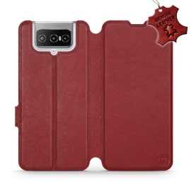 Etui ze skóry naturalnej do Asus Zenfone 7 - wzór Dark Red Leather