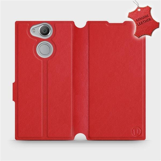 Etui ze skóry naturalnej do Sony Xperia XA2 - wzór Red Leather