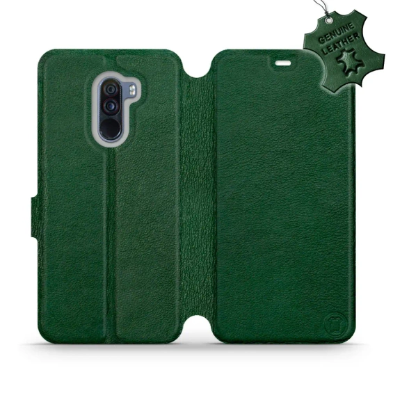 Etui ze skóry naturalnej do Xiaomi Pocophone F1 - wzór Green Leather