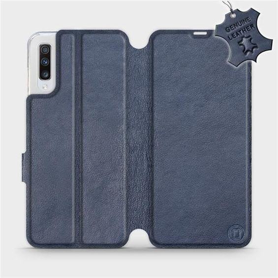 Etui ze skóry naturalnej do Samsung Galaxy A70 - wzór Blue Leather