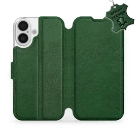 Etui ze skóry naturalnej do Apple iPhone 16 - wzór Green Leather