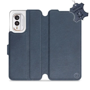 Etui ze skóry naturalnej do Nokia X30 5G - wzór Blue Leather
