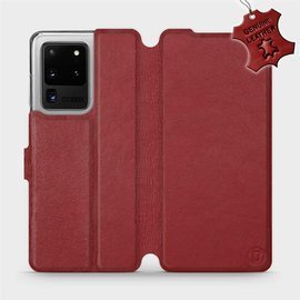 Etui ze skóry naturalnej do Samsung Galaxy S20 Ultra - wzór Dark Red Leather