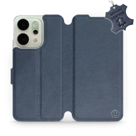 Etui ze skóry naturalnej do OPPO Reno 14 Pro 5G - wzór Blue Leather