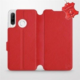 Etui ze skóry naturalnej do Huawei P30 Lite - wzór Red Leather