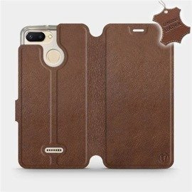 Etui ze skóry naturalnej do Xiaomi Redmi 6 - wzór Brown Leather