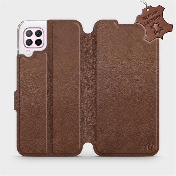 Etui ze skóry naturalnej do Huawei P40 Lite - wzór Brown Leather