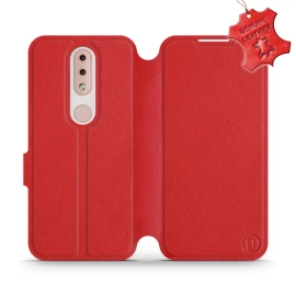 Etui ze skóry naturalnej do Nokia 4.2 - wzór Red Leather