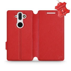 Etui ze skóry naturalnej do Nokia 8 Sirocco - wzór Red Leather