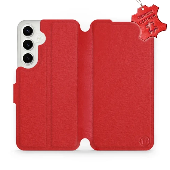 Etui ze skóry naturalnej do Samsung Galaxy S24 Plus - wzór Red Leather