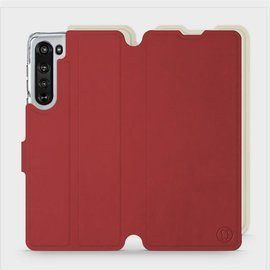 Etui Soft Touch do Motorola Edge - wzór Zachodząca czerwień z platyną