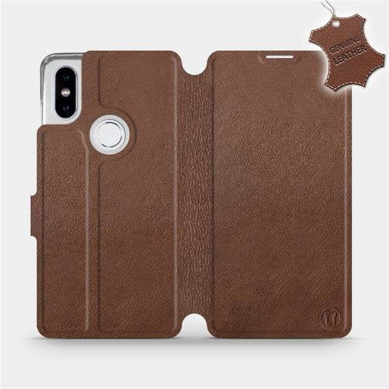 Etui ze skóry naturalnej do Xiaomi Mi Mix 2S - wzór Brown Leather