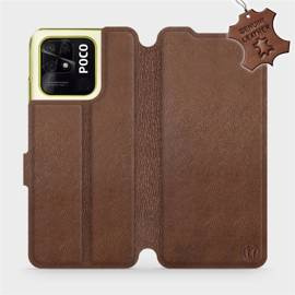 Etui ze skóry naturalnej do Xiaomi POCO C40 - wzór Brown Leather