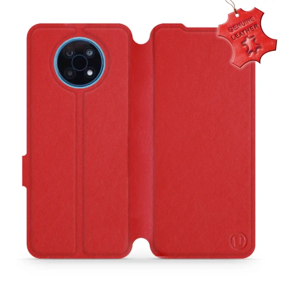 Etui ze skóry naturalnej do Nokia G50 5G - wzór Red Leather