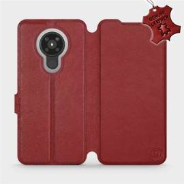 Etui ze skóry naturalnej do Nokia 5.3 - wzór Dark Red Leather