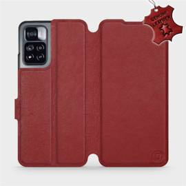 Etui ze skóry naturalnej do Xiaomi Redmi Note 11 Pro - wzór Dark Red Leather