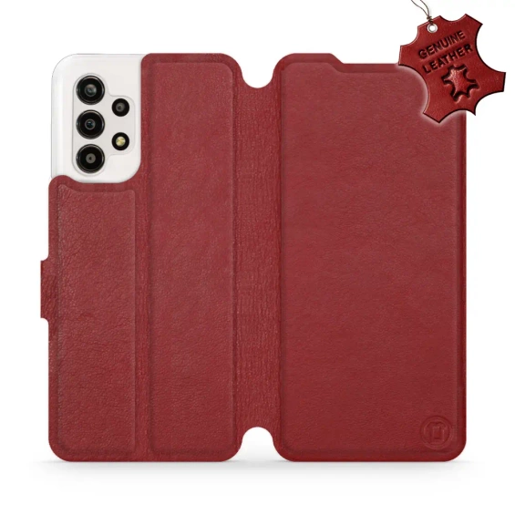 Etui ze skóry naturalnej do Samsung Galaxy A13 4G - wzór Dark Red Leather