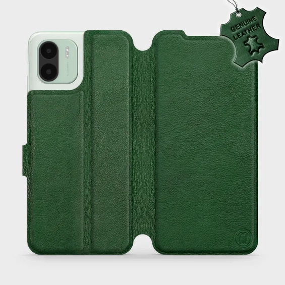 Etui ze skóry naturalnej do Xiaomi Redmi A2 Plus - wzór Green Leather