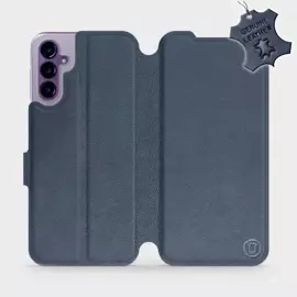 Etui ze skóry naturalnej do Samsung Galaxy A14 5G - wzór Blue Leather