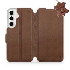Etui ze skóry naturalnej do Samsung Galaxy S24 Plus - wzór Brown Leather