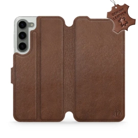 Etui ze skóry naturalnej do Samsung Galaxy S23 Plus - wzór Brown Leather