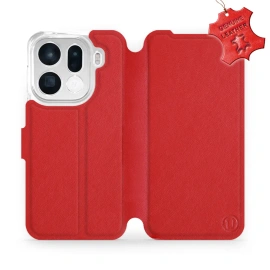 Etui ze skóry naturalnej do OPPO Find X9 pro - wzór Red Leather