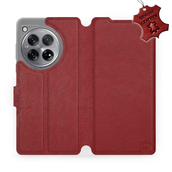 Etui ze skóry naturalnej do OnePlus 12R - wzór Dark Red Leather