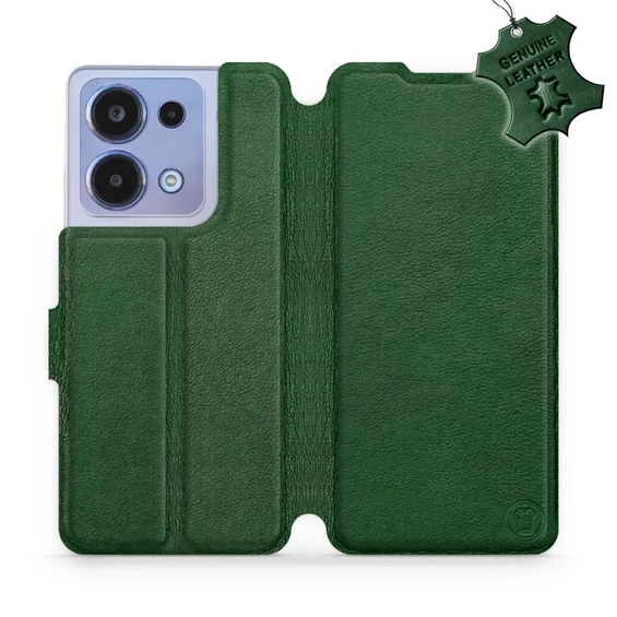 Etui ze skóry naturalnej do Xiaomi Redmi Note 13 4G - wzór Green Leather
