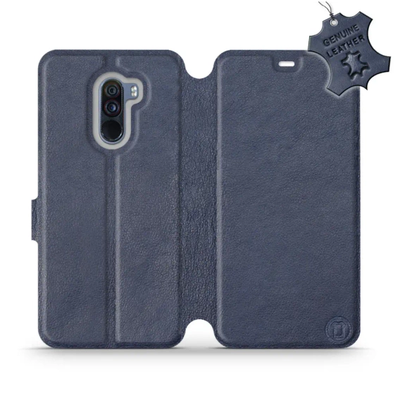 Etui ze skóry naturalnej do Xiaomi Pocophone F1 - wzór Blue Leather