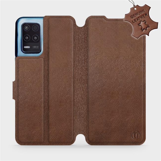 Etui ze skóry naturalnej do Realme 8 5G - wzór Brown Leather