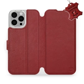 Etui ze skóry naturalnej do Apple iPhone 16 Pro Max - wzór Dark Red Leather