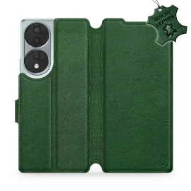Etui ze skóry naturalnej do Huawei Honor 70 - wzór Green Leather