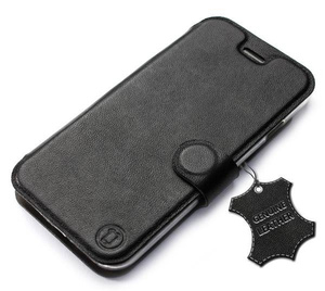 Etui ze skóry naturalnej do Samsung Galaxy A40 - wzór Black Leather