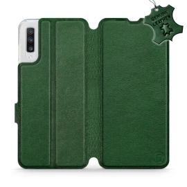 Etui ze skóry naturalnej do Samsung Galaxy A70 - wzór Green Leather
