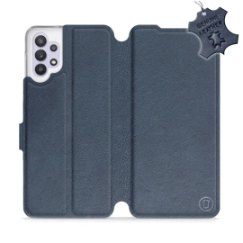 Etui ze skóry naturalnej do Samsung Galaxy M32 5G - wzór Blue Leather