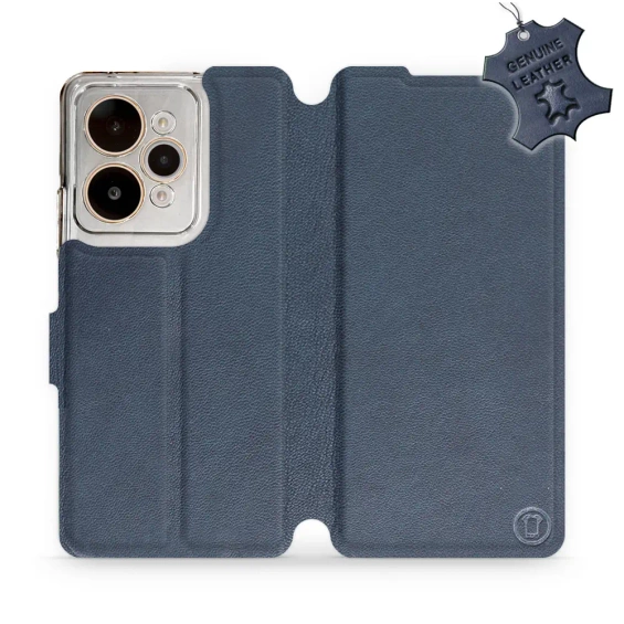 Etui ze skóry naturalnej do Realme 15 Pro 5G - wzór Blue Leather