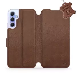 Etui ze skóry naturalnej do Samsung Galaxy A34 5G - wzór Brown Leather